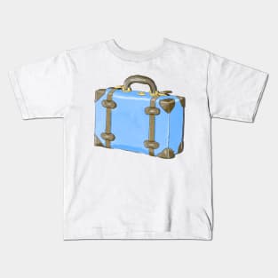 Blue Vintage Style Suitcase Kids T-Shirt